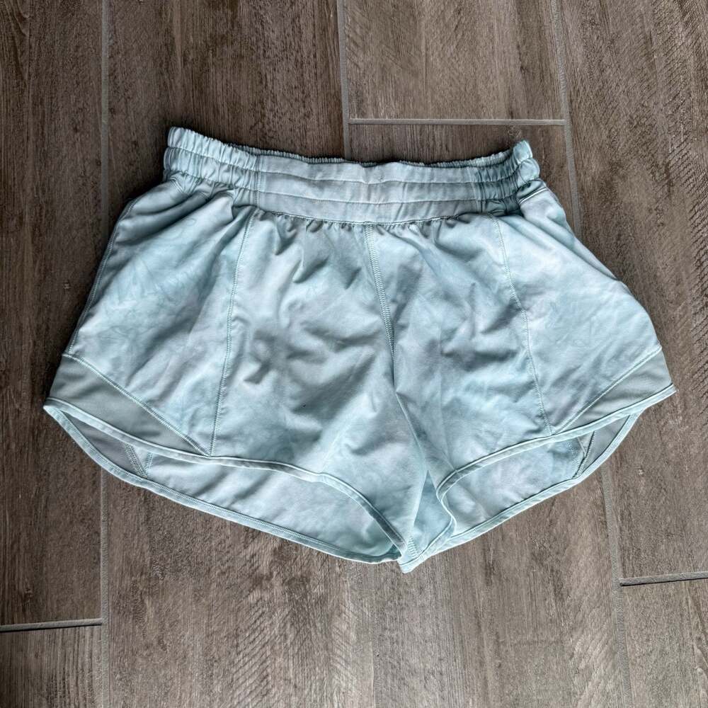 Lululemon Womens Size 8 Blue Running Shorts Mesh Panels Drawstring Athletic
